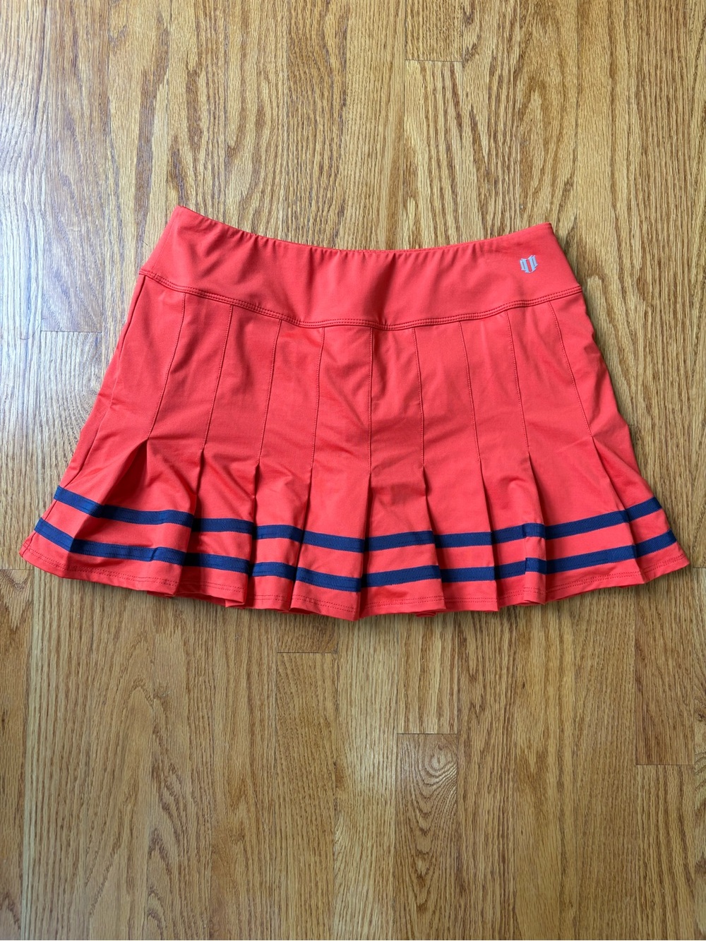 EleVen by Venus Williams Coral Pleated Tennis Skort with Navy Stripes